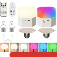 Ampoule LED globe sans fil rechargeable RGB colorée A65 avec télécommande, base à vis E26/E13/B22, USB, pour armoire