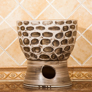 Recién llegado, lavabo de suelo de buena calidad, fregona de cerámica occidental para baño, fregadero de piscina, lavabo redondo con patrón de <span class=keywords><strong>adoquines</strong></span> marrones - Product Image 2