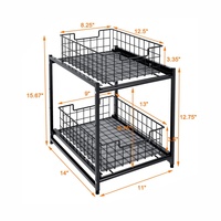 Organisateur moderne pour évier de cuisine ou de salle de bain avec tiroir coulissant Panier de rangement empilable à 2 niveaux sous l'évier Organisateur