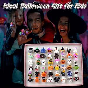 Articles d'Halloween : Bagues lumineuses LED clignotantes en forme de citrouille pour fêtes, jouets lumineux en caoutchouc pour doigts - Product Image 2