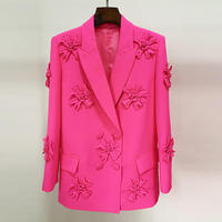 Veste de luxe pour femme, col en V, manches longues, double boutonnage, grande taille
