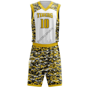 Logo personnalisé Uniforme de basket-ball de haute qualité Dernier design Personnalisé Jeunes 100% polyester Ensembles d'uniformes de basket-ball à vendre - Product Image 2