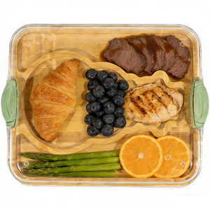 Plateau <span class=keywords><strong>de</strong></span> <span class=keywords><strong>charcuterie</strong></span> et fromages en bois, compartimenté, avec couvercle, pour apéritifs et collations, en bambou, assiette <span class=keywords><strong>de</strong></span> dîner diététique et bariatrique - Product Image 1