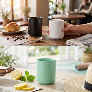 Ceramic Straight Tumbler Mug Wholesale Custom Logo Matte Black White Ceramic Cup for Hotel Restaurant Cafe Commercial Use - Product Image 3