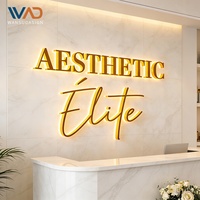 Enseigne personnalisée avec lettres rétroéclairées en or, enseigne murale éclairée par LED, enseigne de logo d'entreprise