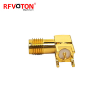 Alta calidad para conector RF coaxial de ángulo recto SMA hembra Jack para PCB