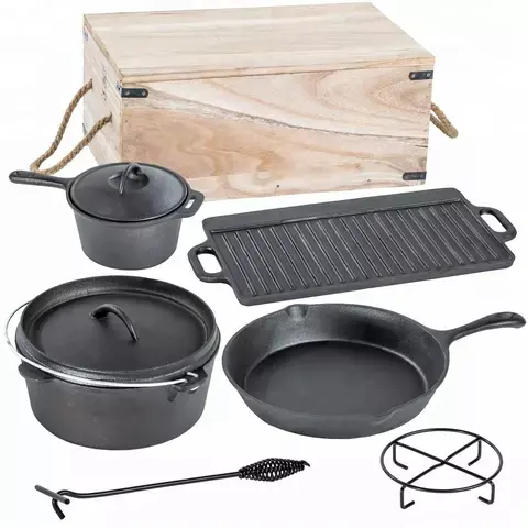 Netherlands Camping iron cast pots Outdoor cooking pot cast iron pot cookware sets