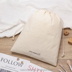 Sacs en toile de coton en gros avec cordon de serrage pour chaussures, sacs cadeaux, sacs à main personnalisés, housses anti-poussière avec impression de logo - Product Image 5