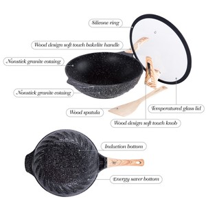 Cooklover - Sartén <span class=keywords><strong>Wok</strong></span> Antiadherente Profesional de 32 cm, de Aleación de Aluminio con Tapa de Vidrio y Silicona, <span class=keywords><strong>para</strong></span> Cocina Coreana a Gas, Precio Bajo al por Mayor - Product Image 6