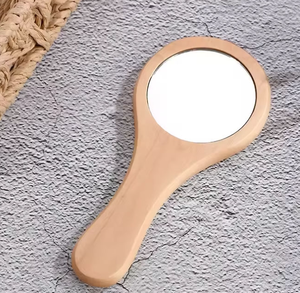 Espejo de Maquillaje de Madera con Mango Personalizado Grabado con Nombre, Regalos para el Día de San Valentín, Año Nuevo, Fiestas, Portátil para Chicas - Product Image 2