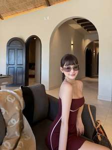 2026 New Summer Y2K Women Dress Sexy <b>Spaghetti</b> <b>Strap</b> Bodycon Mini Dress Contrast Binding Streetwear Slit Party Club Wear - Product Image 2