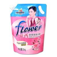 Pochettes souples à bec verseur en PET de 1,5 L et 2 L, écologiques, imprimées par gravure, pour emballage de lessive et de jus