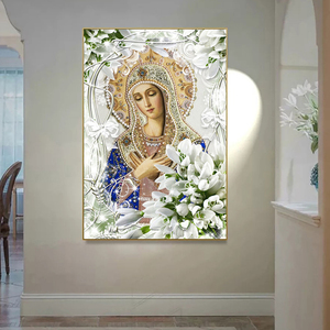 Diy 5D diamante pintura Virgen lirio punto de cruz taladro completo cuadrado bordado diamante mosaico imagen icono religioso decoración del hogar - Product Image 2