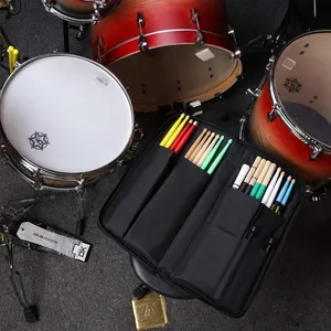 Drumsticks Bag Holder Thickened Large Capacity 12 Pairs Drum Sticks Bag Hangable Portable Black Drum Stick Bag