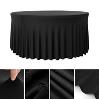 Gevormde ronde tafelkleed met geplooide rok, één geheel van spandex, tafelhoes voor bruiloft, banket, feest, hotel, evenement