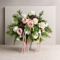 Boule de fleurs PPS de qualité supérieure, rose et verte, arrangement floral en soie, centre de table pour mariage et événements