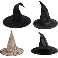 Sombrero de bruja negro para disfraz de Halloween, sombrero de bruja de terciopelo para adultos, accesorio para fiesta