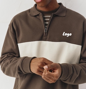 OEM Custom 100% Cotton 3d Embossed 1/4 Quarter Half Zip Pullover <strong>Jumper</strong> Fleece Vintage Oversized <strong>Mock</strong> Neck Sweatshirt <strong>Men</strong> - Product Image 3
