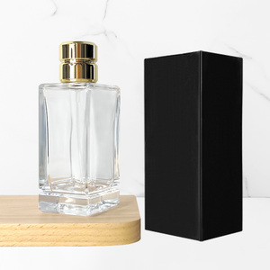 Botella De Nước Hoa De Lujo Rõ Ràng Vuông Sang Trọng Rỗng Chai Nước Hoa 30 <span class=keywords><strong>Ml</strong></span> 50Ml 100Ml Với Hộp Bao Bì - Product Image 1