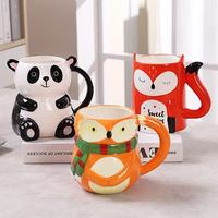 Mugs en céramique multicolores personnalisés avec des animaux mignons en 3D, faits à la main, écologiques, pour le café, le lait, l'eau, pour les voyages, pour la rentrée scolaire