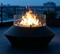 Brasero/Table chauffante à gaz propane extérieur en acier, taille personnalisable, avec dispositif de sécurité de flamme haute pression et commande par bouton, durable