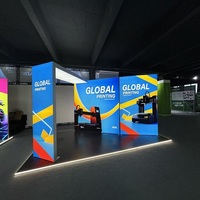 Support de stand d'exposition modulaire LED pliable et portable avec boîte à lumière segmentée pour équipement de fond, personnalisable, vente en gros