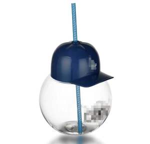 थोक डिस्पोजेबल 24 औंस बेसबॉल आकार प्लास्टिक टंबलर के लिए बेसबॉल कैप पुआल रचनात्मक डिजाइन के साथ ठंडे उपयोग पानी की बोतलों के कप के लिए - Product Image 4