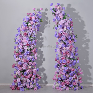 Arche de fleurs artificielles en soie rose vif K36 pour mariage, décoration d'arche de mariage, arrangement floral pour arche de mariage - Product Image 5