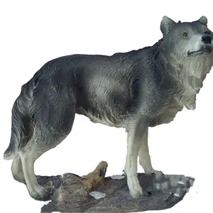 Anpassung Lebensgröße Wilf-Wolf-Statue Simulationsschmuck große Fiberglas-Tierskulptur für Außengärtendekoration