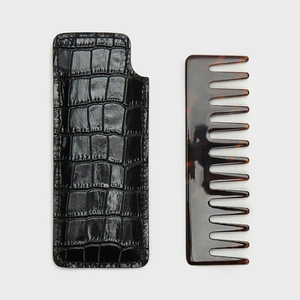 Tùy Chỉnh Rùa 4Mm Độ Dày Acetate Lược Và Trường Hợp Người Đàn Ông Phụ Nữ Tóc Lược Với Pouch PU Da Bìa Cho Làm Tóc - Product Image 6