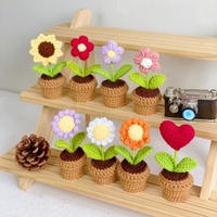 Fleurs artificielles au crochet faits main en forme de tournesol, jouets tortue, couronnes décoratives, jardinières pour Halloween, crochet décoratif
