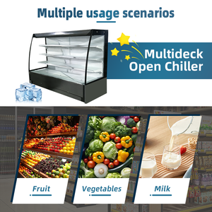 Vitrine Réfrigérée Commerciale Verticale Ouverte pour Supermarché, Réfrigérateur à Air en Acier Inoxydable avec Étagères Ajustables pour Légumes - Product Image 3