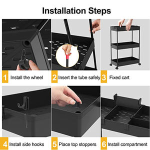3 Tier Rollende Utility Cart Met Afsluitbare Wiel Keuken Opslag Ambachtelijke Serveerwagen Nail Salon Organizer <span class=keywords><strong>Trolley</strong></span> - Product Image 6