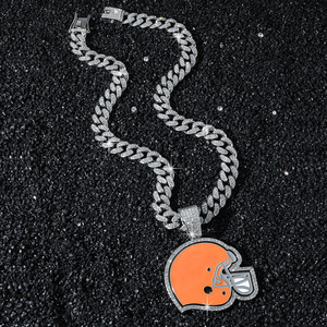 Collier Hip Hop Cleve Browns Team en alliage, chaîne cubaine avec diamants - Product Image 2
