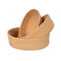 Ensemble de 3 paniers tissés en corde de coton de qualité supérieure pour organiser les articles divers, les collations et les cosmétiques sur le bureau