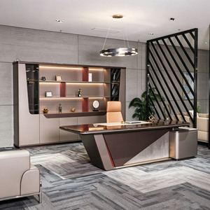 Ensemble de bureau et chaise de direction Tech Boss haut de gamme, moderne et classique, en MDF modulaire, avec base en acier, adapté pour la maison/le bureau/l'apartment - Product Image 5