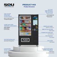 Distributeur automatique de boissons et de snacks commercial, écran tactile, paiement sans espèces, capacité de 300 à 600 unités, garantie d'un an, gestion basée sur le cloud