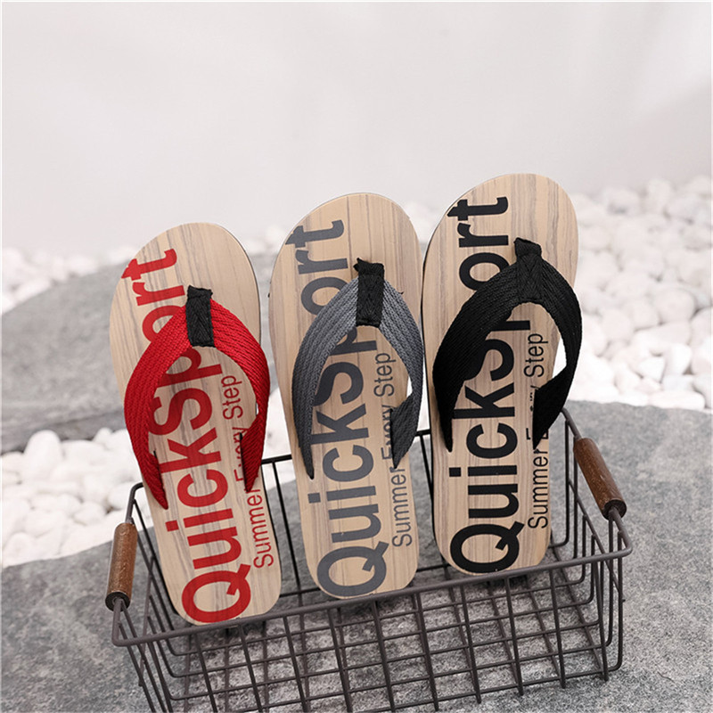Summer Beach Shoes Flip-flops Men EVA Wood Print Flip Flops Slippers Custom Logo