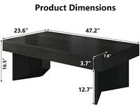 Table de café moderne rectangulaire noire de 47 pouces en bois, autoportante, pour café, salon et maison - Vente en gros