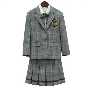 OEM personalizado eua uniformes escolares adulto Crianças escola primária design uniforme para meninas cinza escola blazer