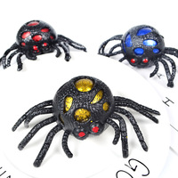 Jouet Squishy Araignée Pailletée d'Halloween en Gros, Jouet Réaliste Araignée Noire à Presser, Jouet Anti-Stress et Farce, Cadeaux