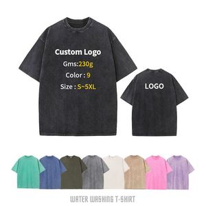 Camiseta Vintage de Lujo para Hombre, 100% Algodón, Lavado Ácido, Oversize, Lisa, con Logotipo Personalizado, Efecto Desgastado, Estilo Retro Urbano, Premium - Product Image 1
