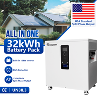 Système d'énergie solaire 8kWh 16kWh 32kWh avec onduleur 12kW, batterie LiFePO4, CAN USA, 6 unités en parallèle, remplacement de générateur