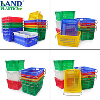 Panier de rangement moderne en plastique HDPE perforé et ventilé, empilable, avec poignée métallique épaissie, résistant aux chutes, pour produits frais