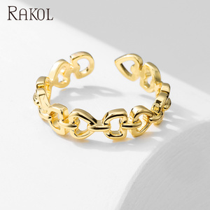 RAKOL RP5007 Anillo hueco abierto Ajustable chapado en oro - Product Image 2
