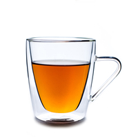 Tasses à café en verre borosilicate à double paroi bon marché de 80/250/350/450 ml pour cappuccino, latte, bière