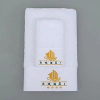 Serviette de bain tissée en coton 100% blanc 5 étoiles, 21/2 fils, logo brodé, hypoallergénique, hautement absorbante, antimicrobienne, écologique