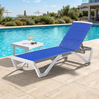 Chaise longue de patio en aluminium au design moderne, tissu double couche, dossier réglable, résistante aux UV, durable pour l'extérieur (stock US)