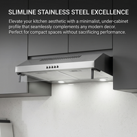 Extractor de humos de cocina delgado de pared, de acero inoxidable plateado, con motor potente, Color Origin