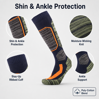 Chaussettes de sport d'extérieur mi-mollet OEM en mélange de coton et de polyester, anti-humidité, rembourrées, pour le ski et la randonnée, pour hommes, design personnalisé
